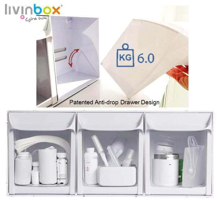 落下防止引き出し設計特許取得、万全の対策